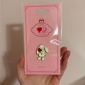 Jellycat Cream Bunny with Rose Pin Badge